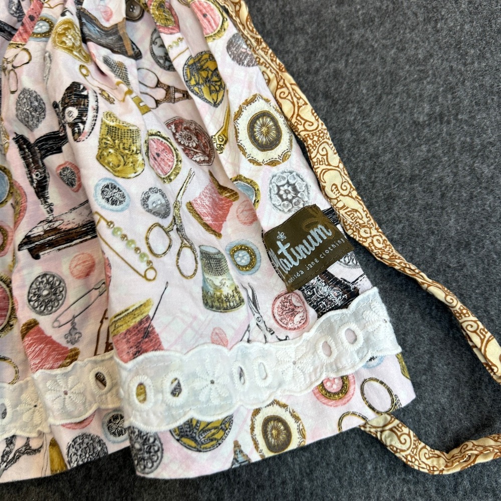 Matilda Jane Platinum Halter Sundress Sewing Print Eyelet Lace Dress Size 8 EUC - Picture 12 of 14